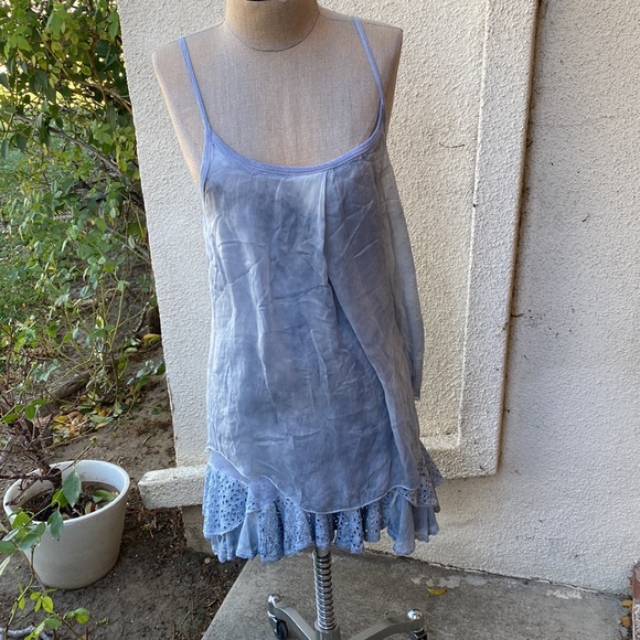 Made In Italy 100% silk stunning layered spaghetti strap mini dress - Picture 4 of 16